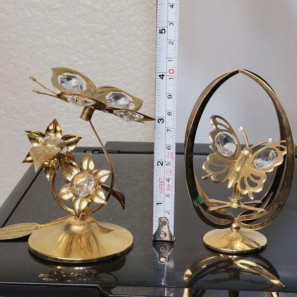 Vintage Crystal Delight Brass 24K Gold Plated Figurines (Set of 2) - Picture 8 of 9